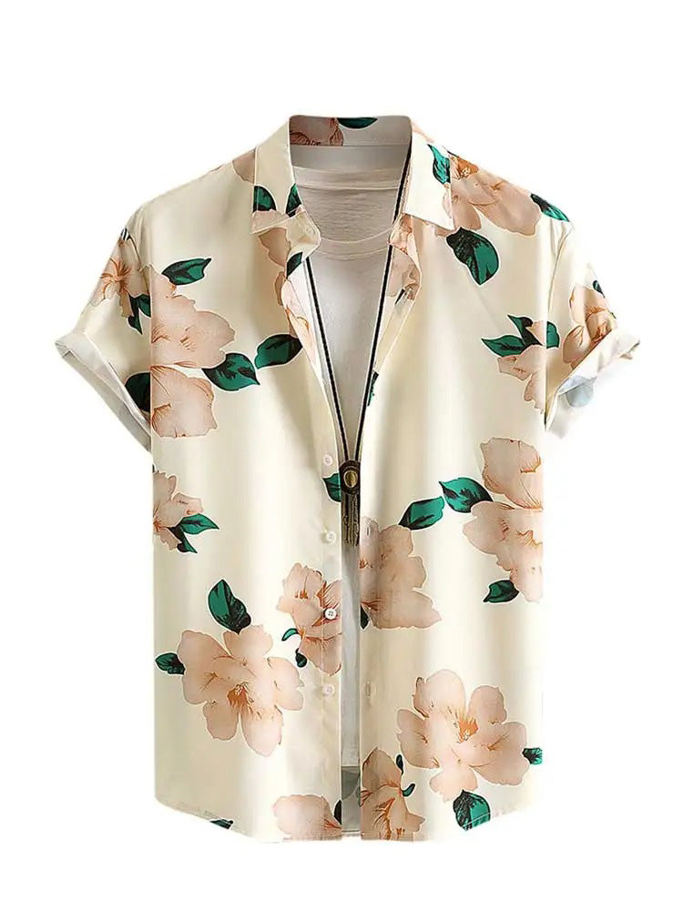 Camisa Masculina De Cetim Floral Falainetee - Estilo Verão E Conforto