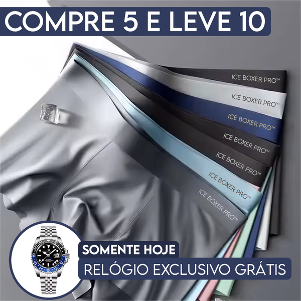 Ice Boxer Pro™ - Cueca de Seda Térmica - [COMPRE 5, LEVE 10 + BRINDE UM RELÓGIO]