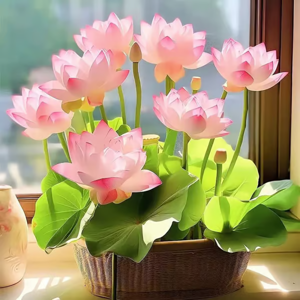 A flor de lótus da tigela sagrada de bonsai - [Brinde um Vaso de Flor Moderno]